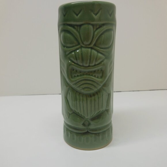 Vtg Tiki Hawaiian Cup Vase Ceramic Mug Green Double Sided Sang Kung B Decor - Picture 10 of 11